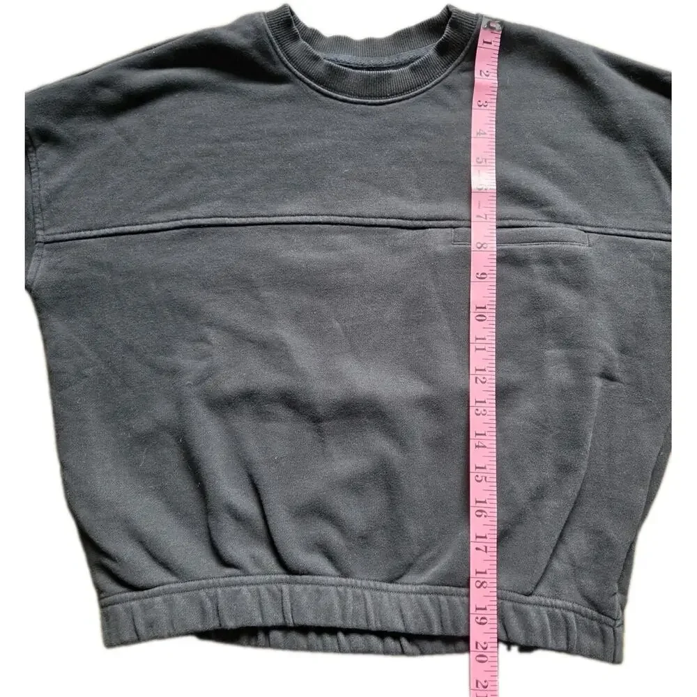 Vuori Sedona Sport Crew Cropped Terry Sweatshirt Women's XS Black Elastic Hem - Picture 9 of 9